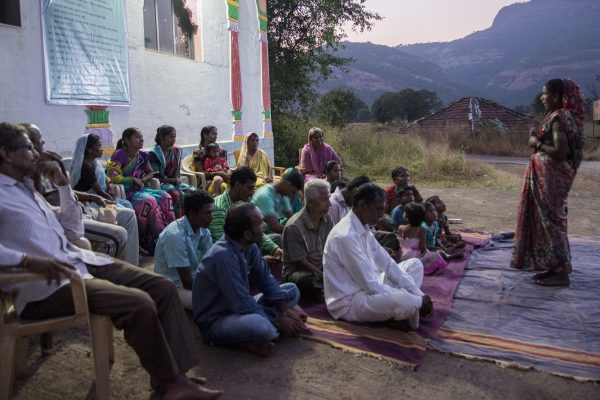 Village committee meeting with their women panchayat leader